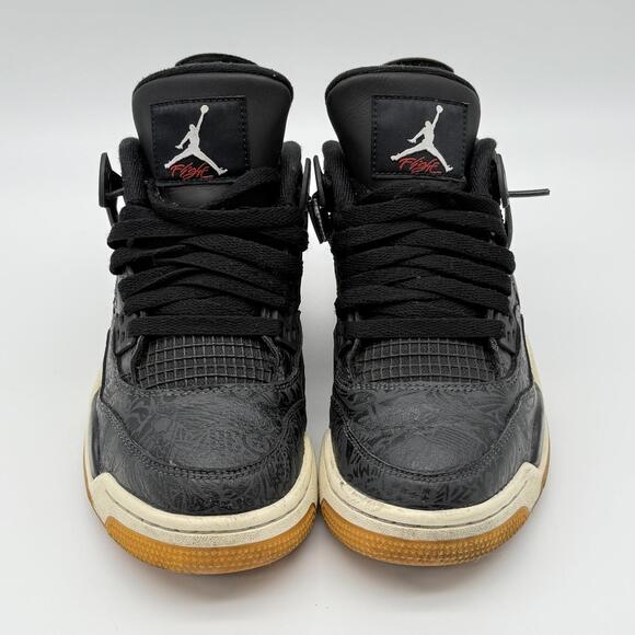 Nike Air Jordan 4 Retro GS 'Laser Black Gum' Youth Size 7 - Picture 12 of 13